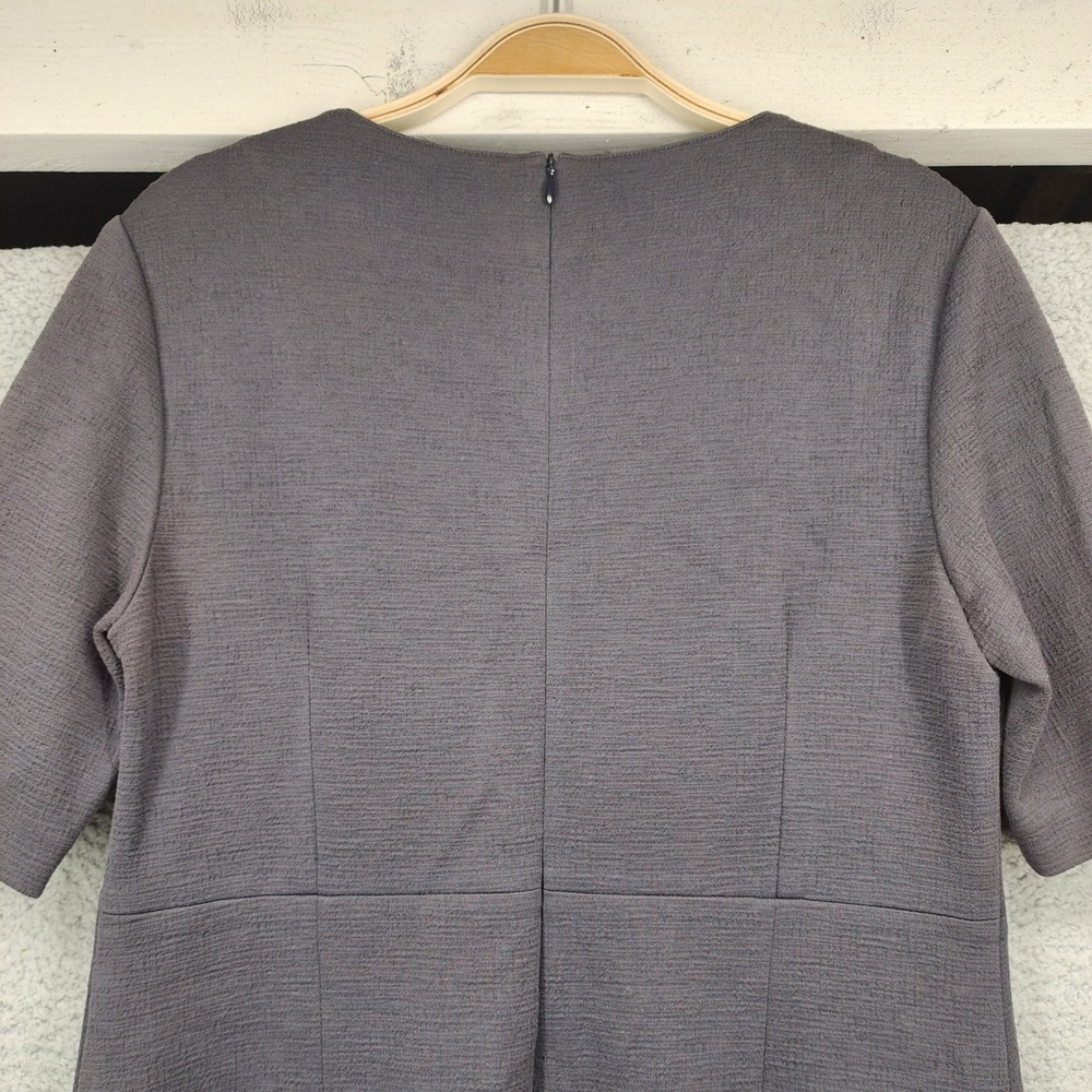 Peserico Gray Textured Cotton Blend Short Sleeve Shift Dress Made in Italy Sz 46 - Picture 12 of 14